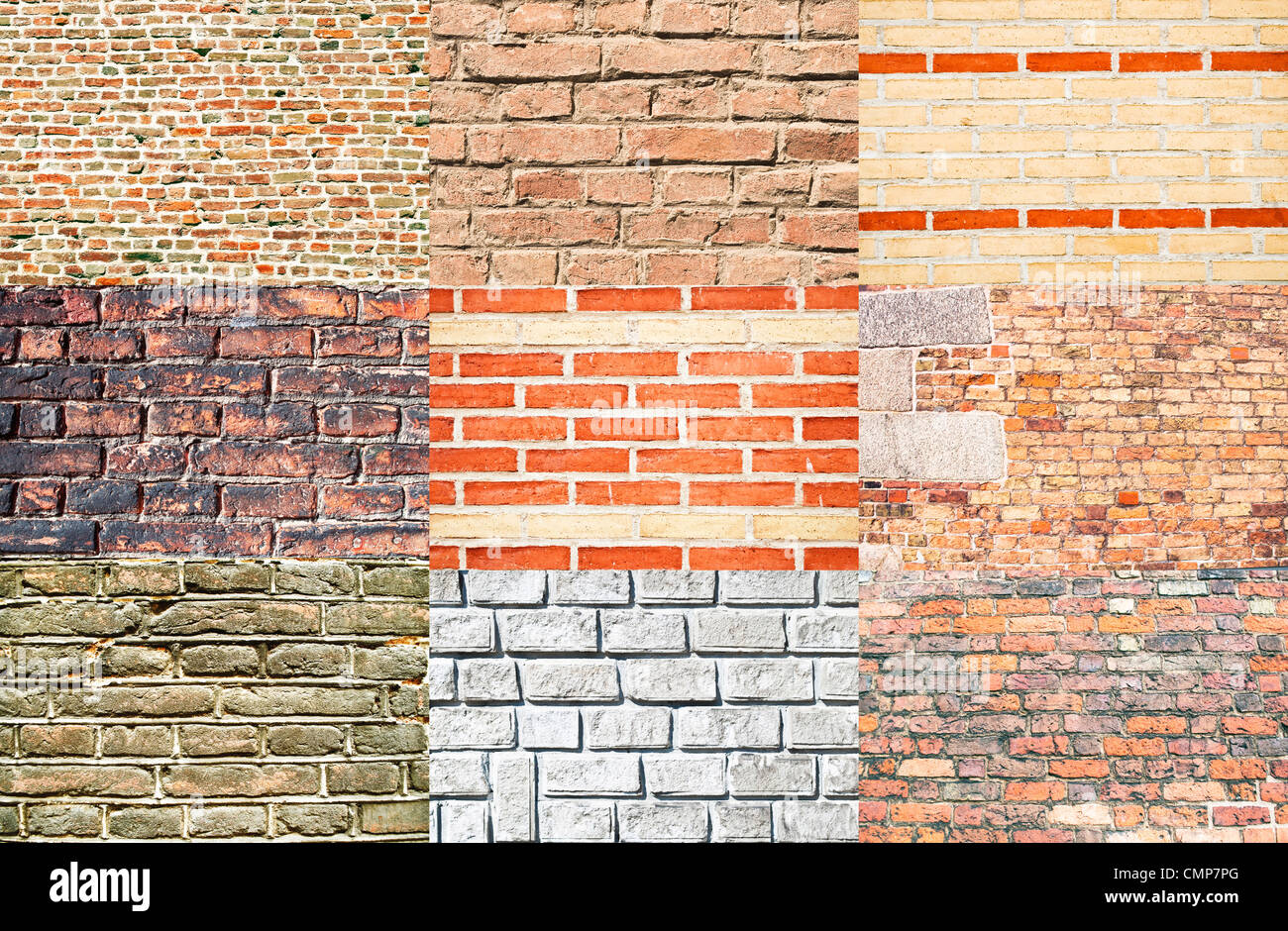 Set of various types of brick walls Stock Photo Alamy