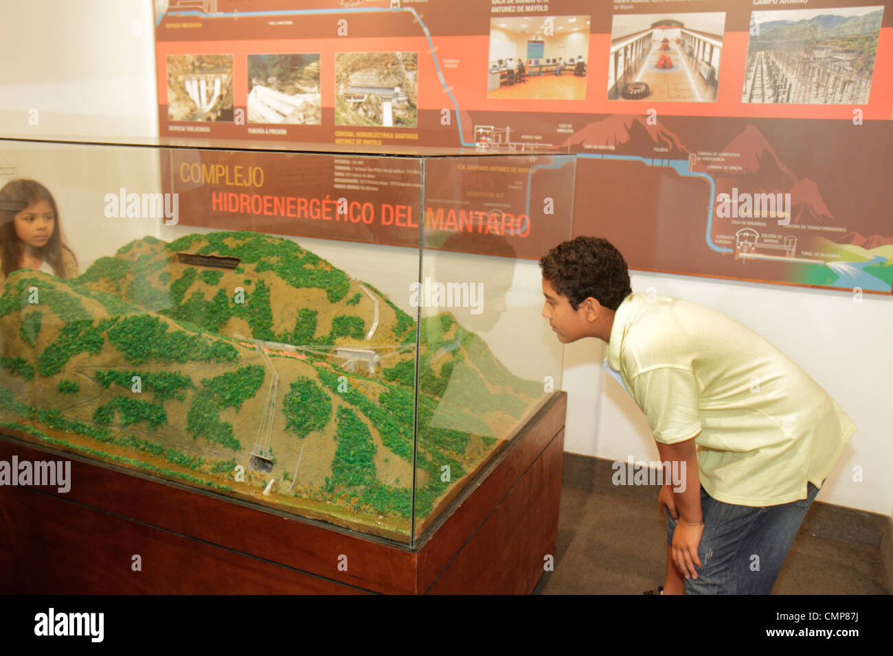 Lima Peru,Barranco District,Avenida Pedro D'Osma,Museo de la Electricidad,Electricity museum,education,interpretive exhibit,scale model,hydroelectric Stock Photo