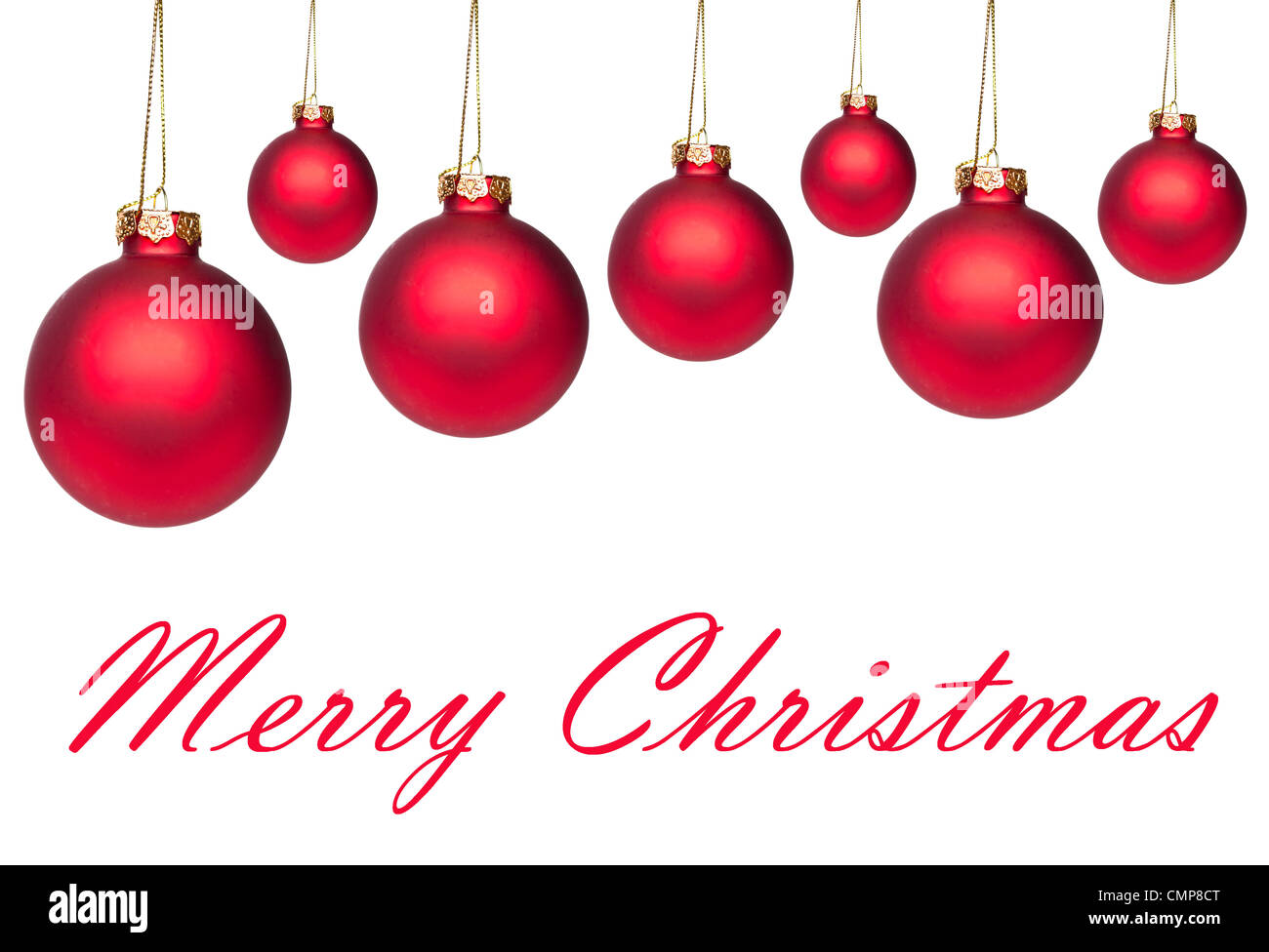 Set of red hanging Christmas balls isolated on white Stock Photo Alamy