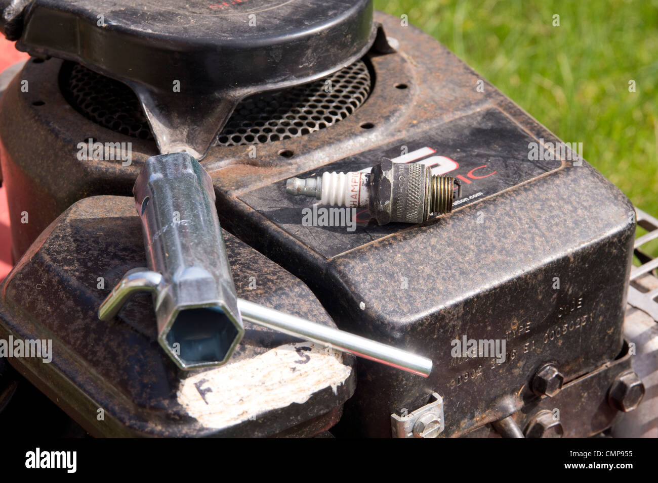 Lawn mower maintenance Stock Photo Alamy