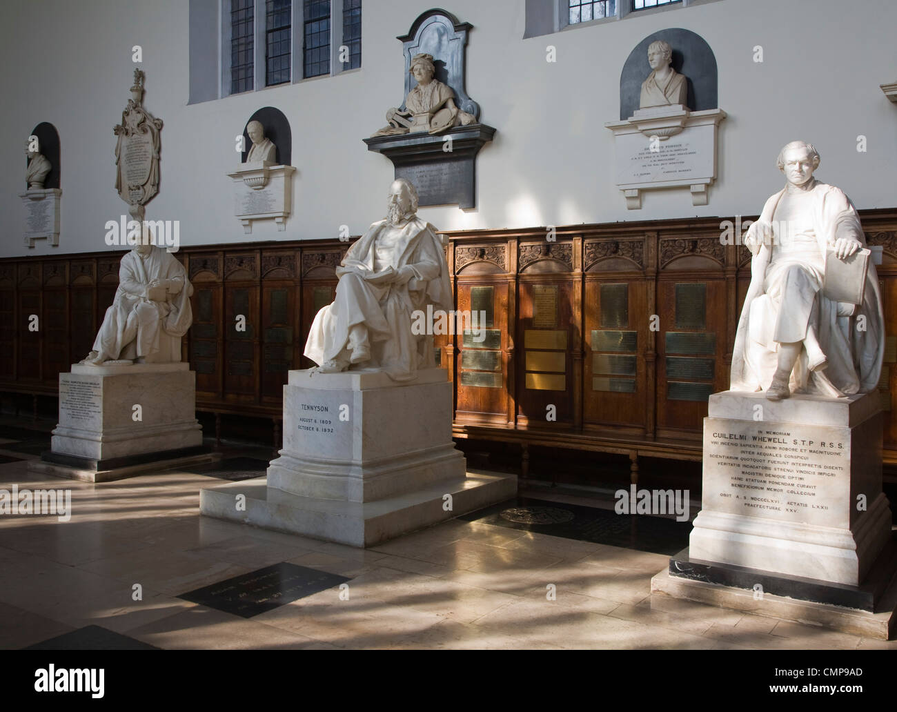 Statues Trinity College chapel, University of Cambridge, England Stock