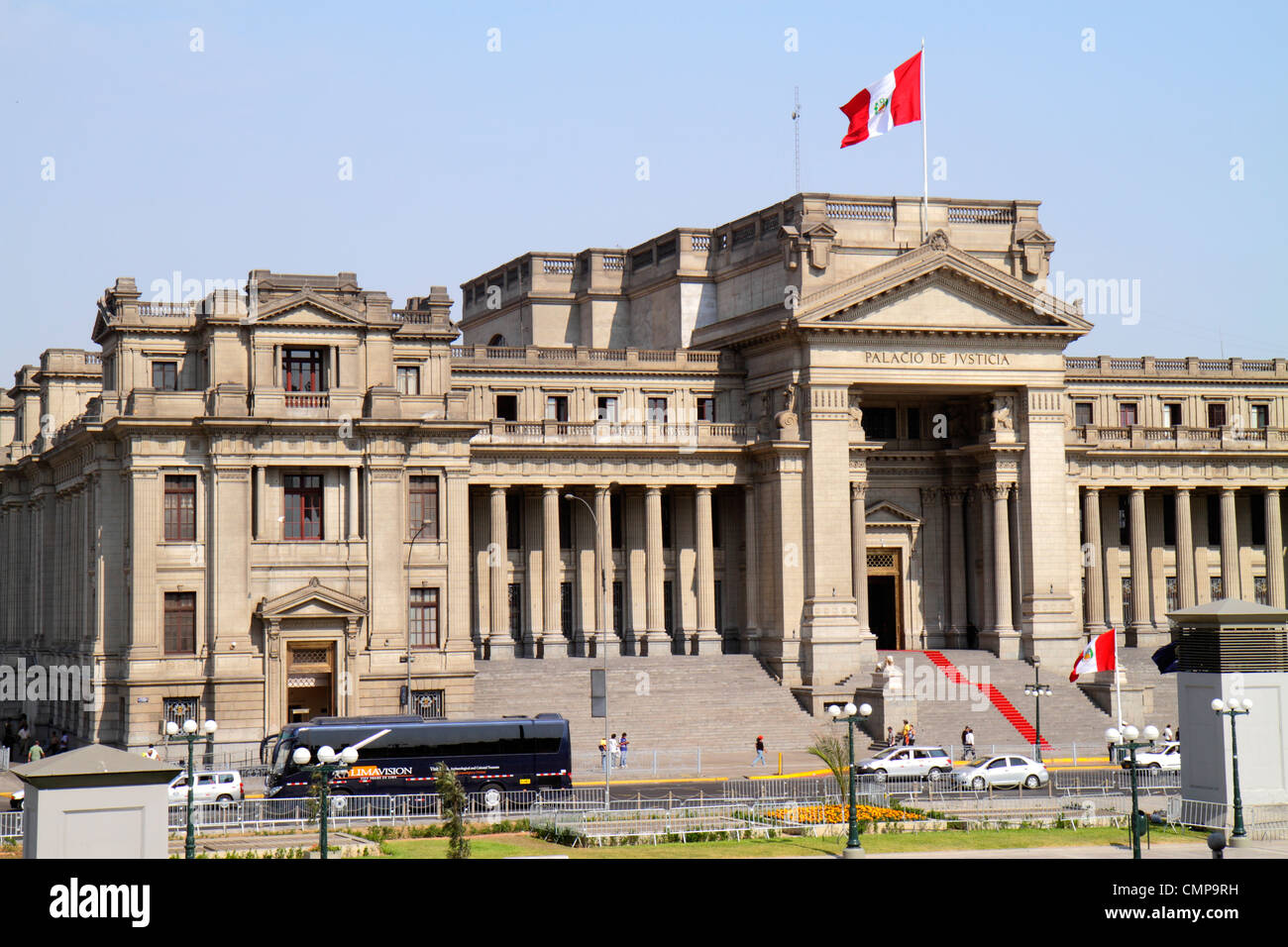 Lima Peru,Real Plaza,street scene,Palacio de Justicia,Palace of Justice,Supreme Court,judiciary,Neoclassical,architecture facade,outside exterior,stai Stock Photo