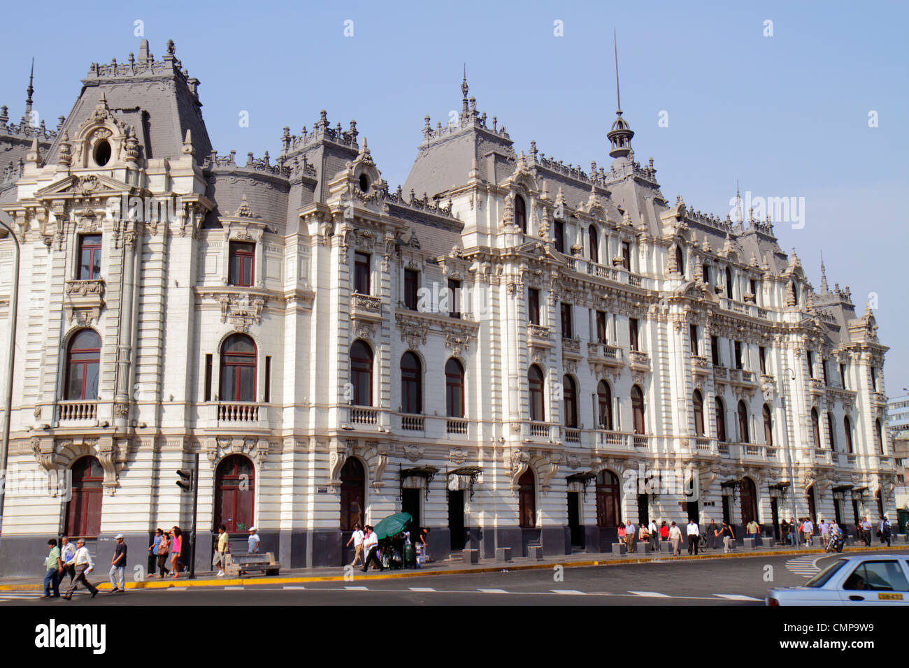 Lima Peru,Real Plaza,Edificio Rímac,Casa Roosevelt,building,street scene,street,sidewalk,Beaux Arts,architecture Malachowski,street,sidewalk,arched wi Stock Photo