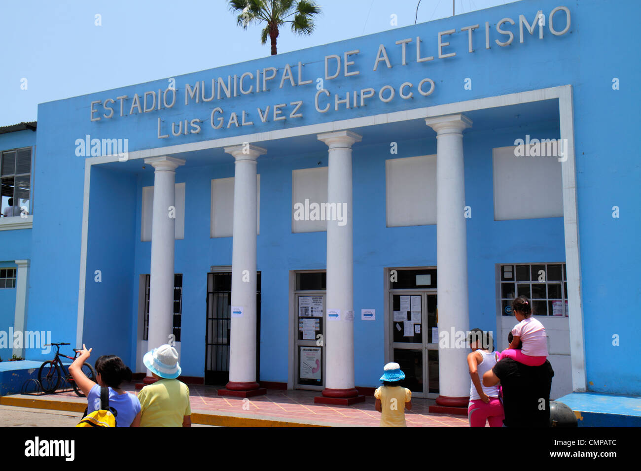 Lima Peru,Barranco,Avenida Miguel Grau,Estadio Municipal,community sports complex,athletic center,centre,Hispanic ethnic man men male,woman female wom Stock Photo