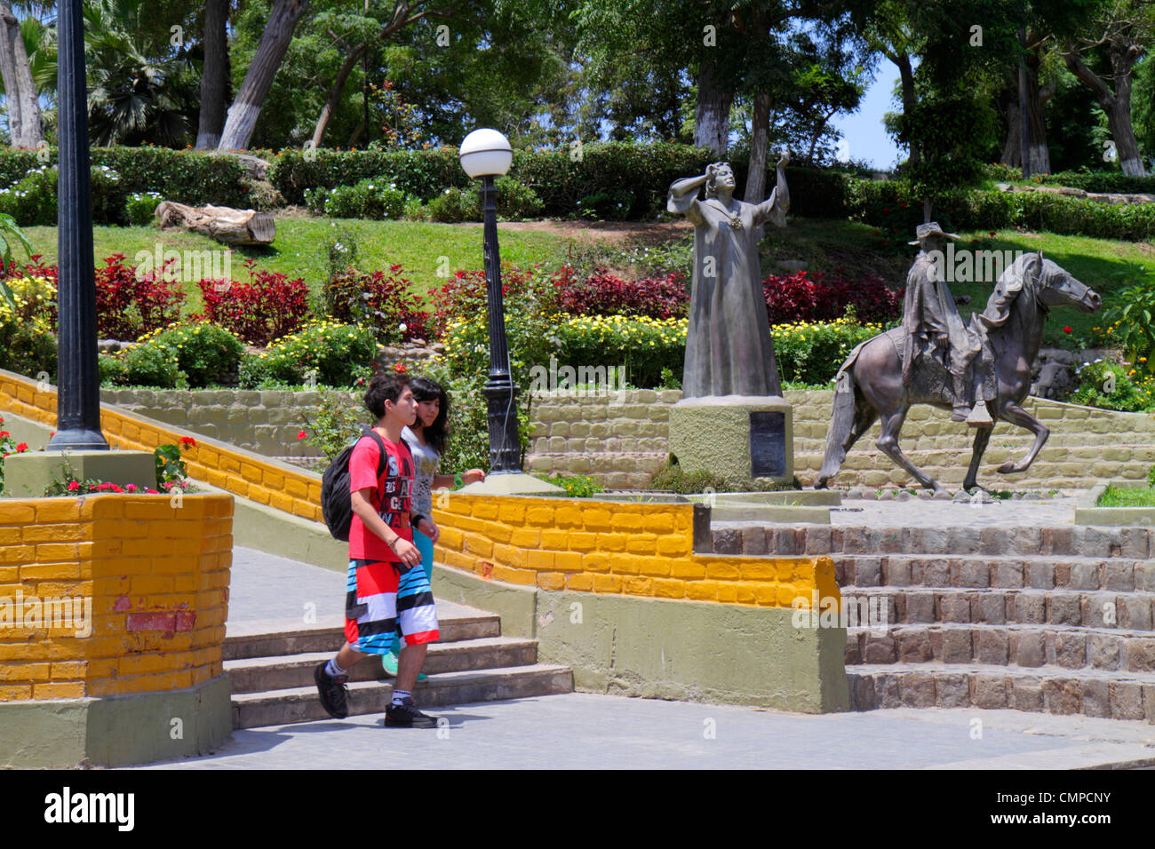 Lima Peru,Barranco,Parque Parra,urban park,Paseo Chabuca Granda,María Isabel Granda Larco,statue,Hispanic Latin Latino ethnic immigrant immigrants min Stock Photo