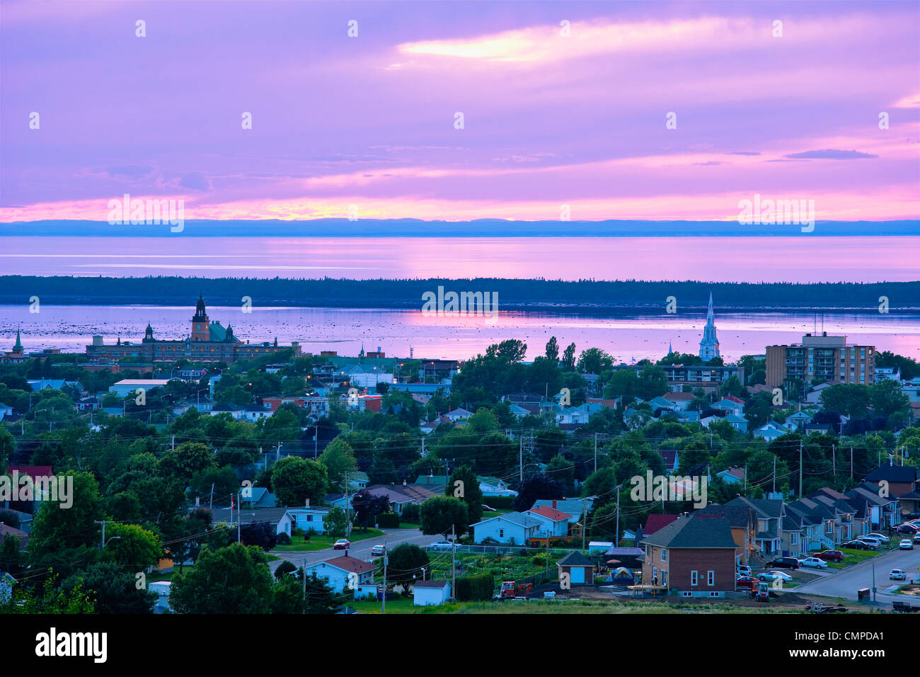 View of city, St. Lawrence River and SaintBarnabe Island, BasSaint