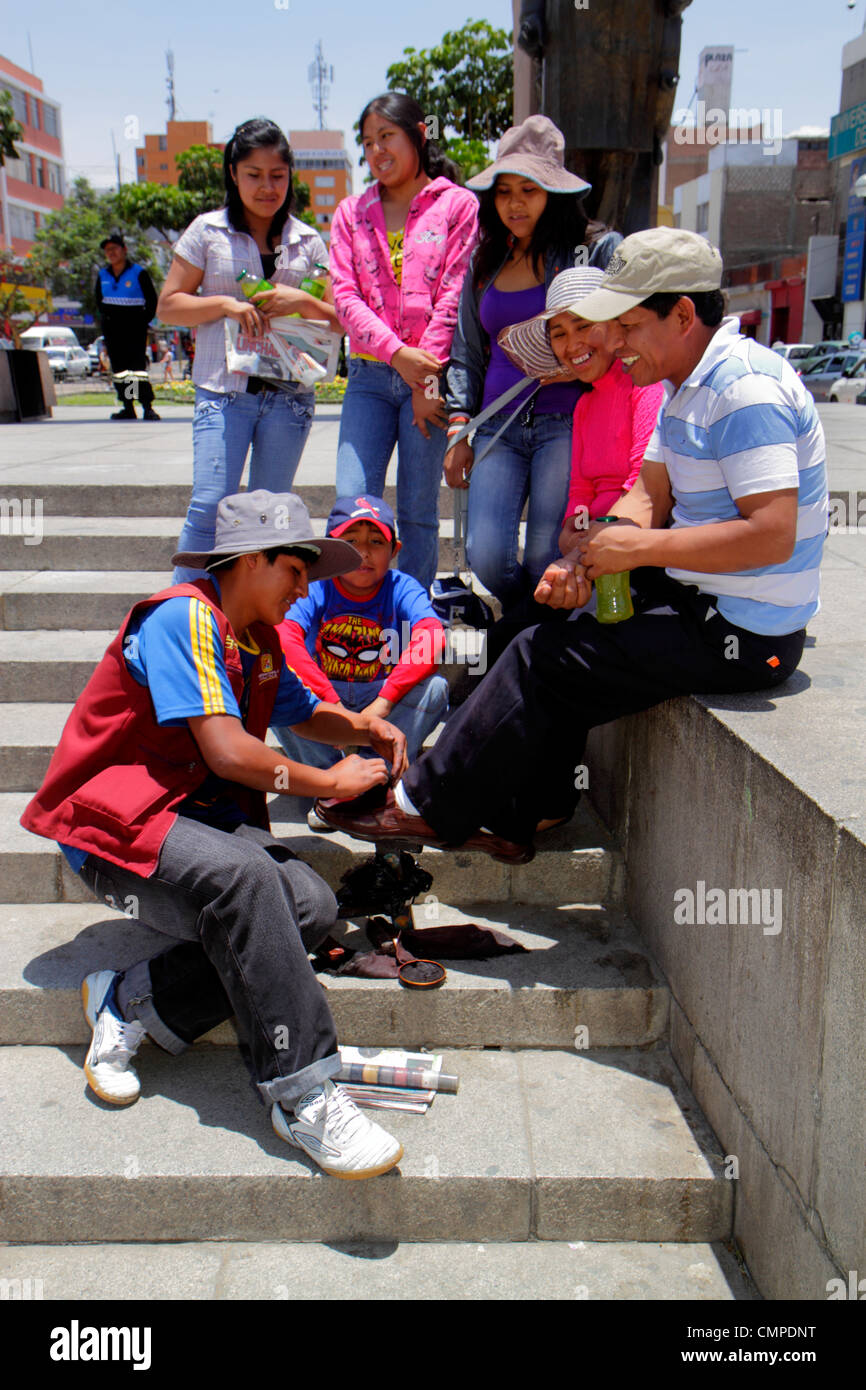 Tacna Peru,Calle San Martin,Plaza de Armas,public park,square,Hispanic Latin Latino ethnic immigrant immigrants minority,adult adults man men male,wom Stock Photo