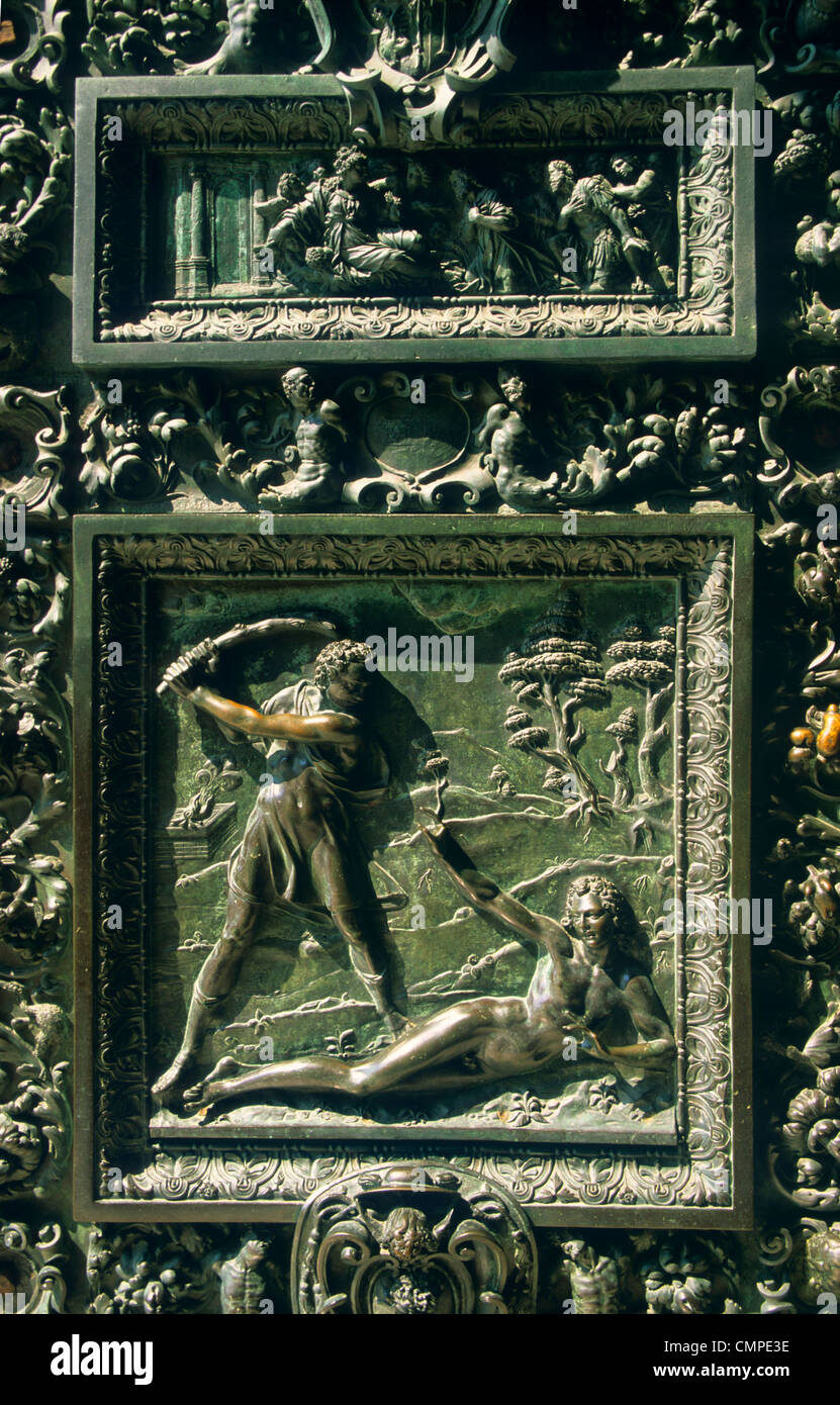 Italy  Marche Province of Ancona  Loreto Portal of the Basilica Stock Photo