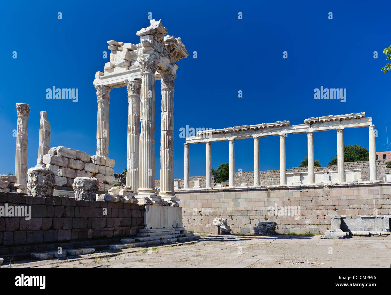 Ancient temple of Trajan, Bergama, Turkey Stock Photo