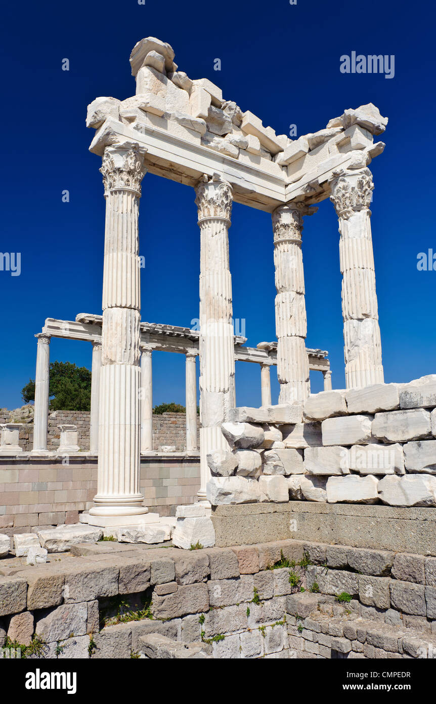 Ancient temple of Trajan, Bergama, Turkey Stock Photo