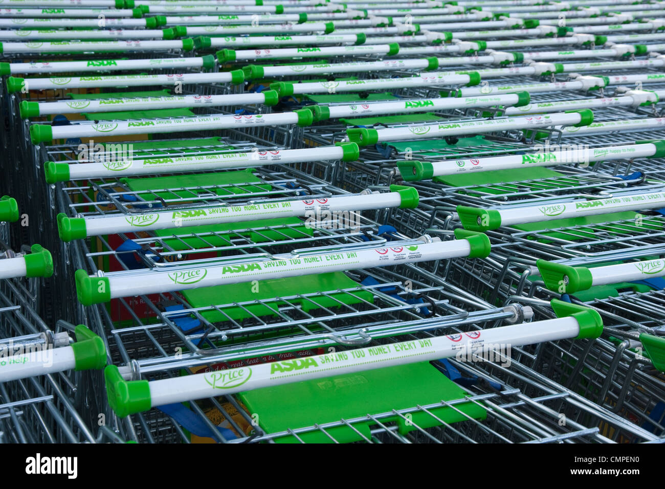 Supermarket trolleys outside Asda store Stock Photo Alamy