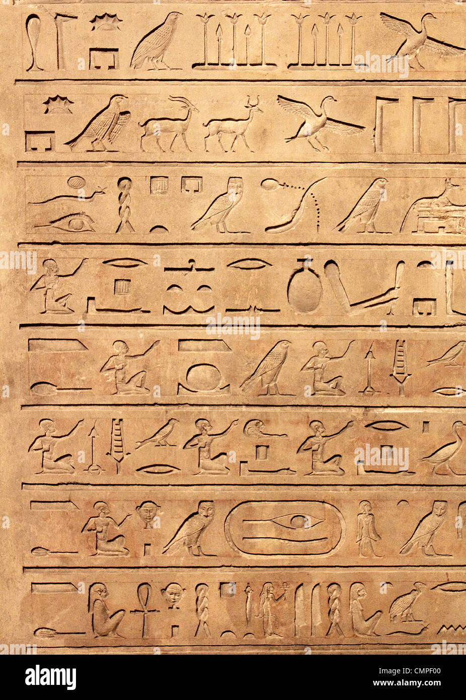 Ancient egyptian hieroglyphics on the wall Stock Photo