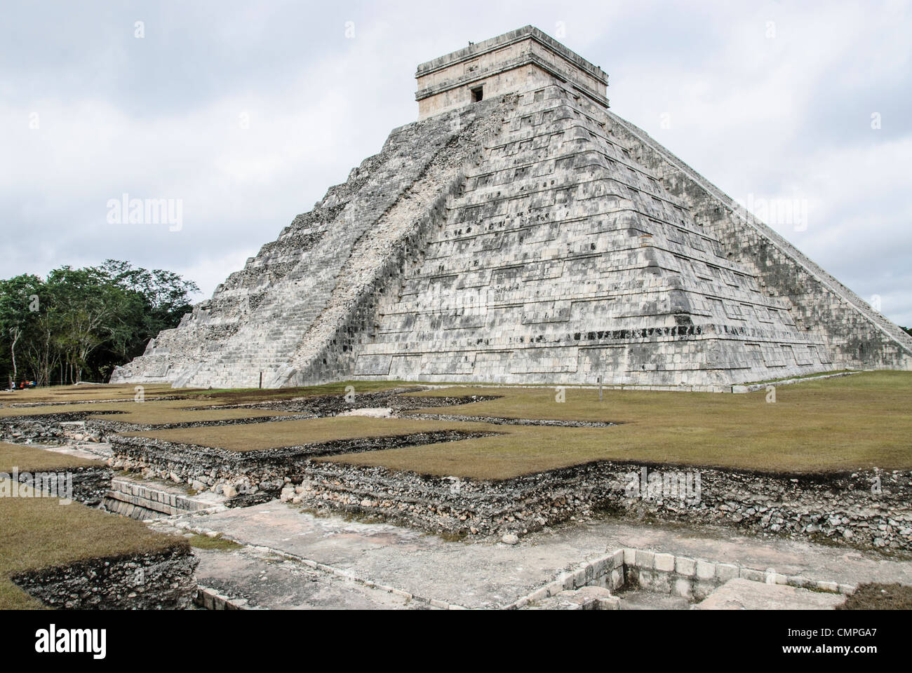 CHICHEN ITZA, Mexico - Pyramid of Temple of Kukulkan (El Castillo) at Chichen Itza Archeological Zone, ruins of a major Maya civilization city in the heart of Mexico's Yucatan Peninsula. Stock Photo