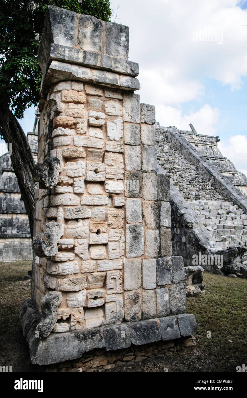 CHICHEN ITZA, Mexico - Stone ruins at Chichen Itza, a Mayan city in the middle of Mexico's Yucatan Peninsula. Stock Photo