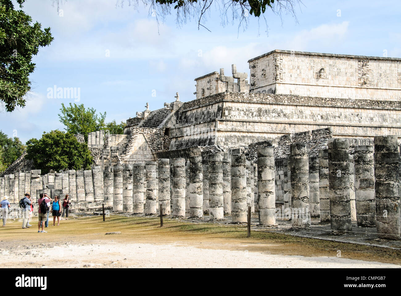 CHICHEN ITZA, Mexico - The Temple of the Warriors at Chichen Itza, a pre-Columbian Maya site on Mexico's Yucatan Peninsula. Stock Photo