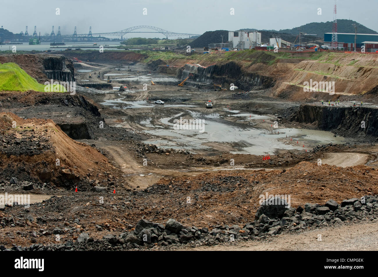 Excavation works at Panama Canal Stock Photo