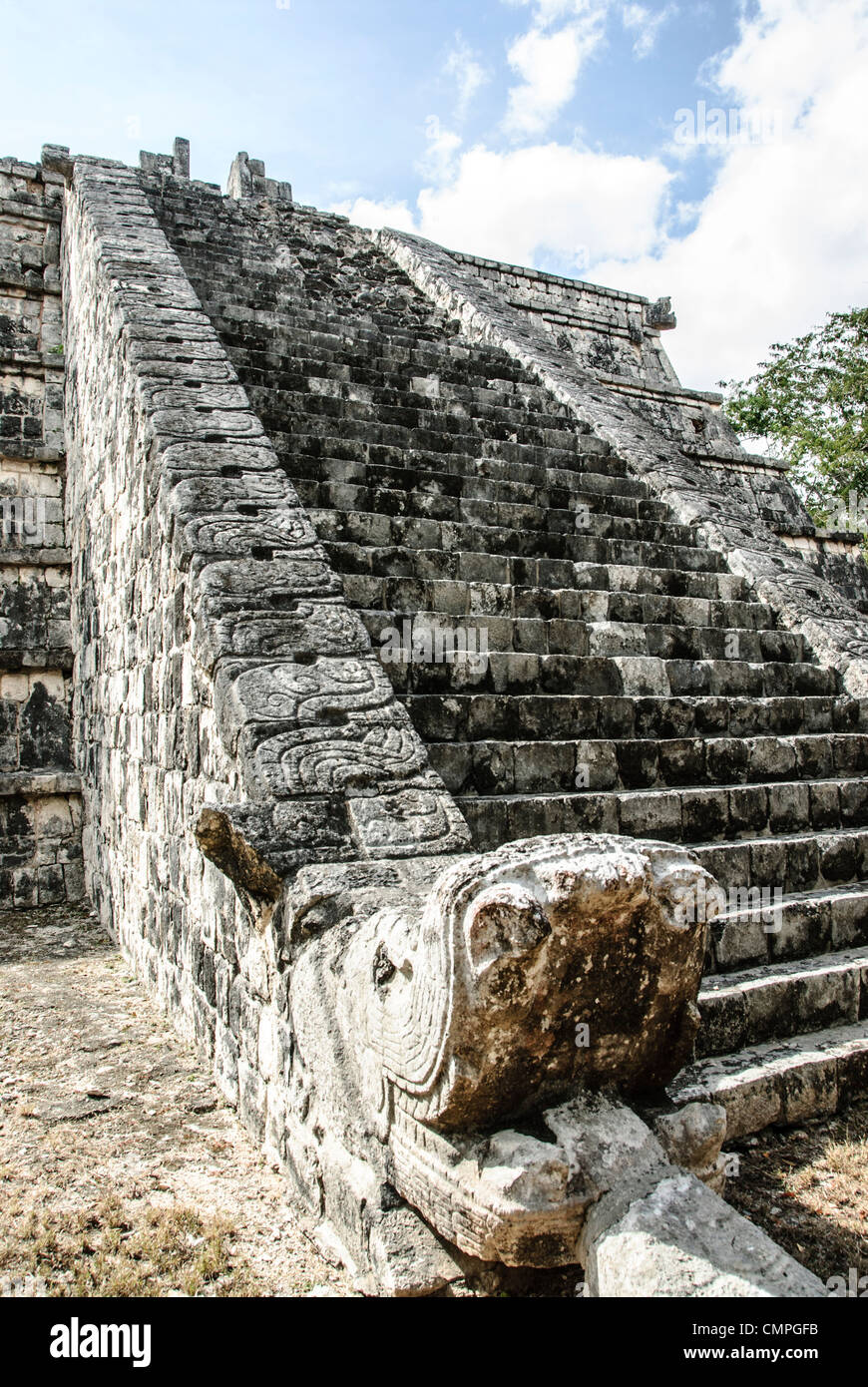 CHICHEN ITZA, Mexico - Steps of one of the buildings at Chichen Itza, Mexico. Stock Photo