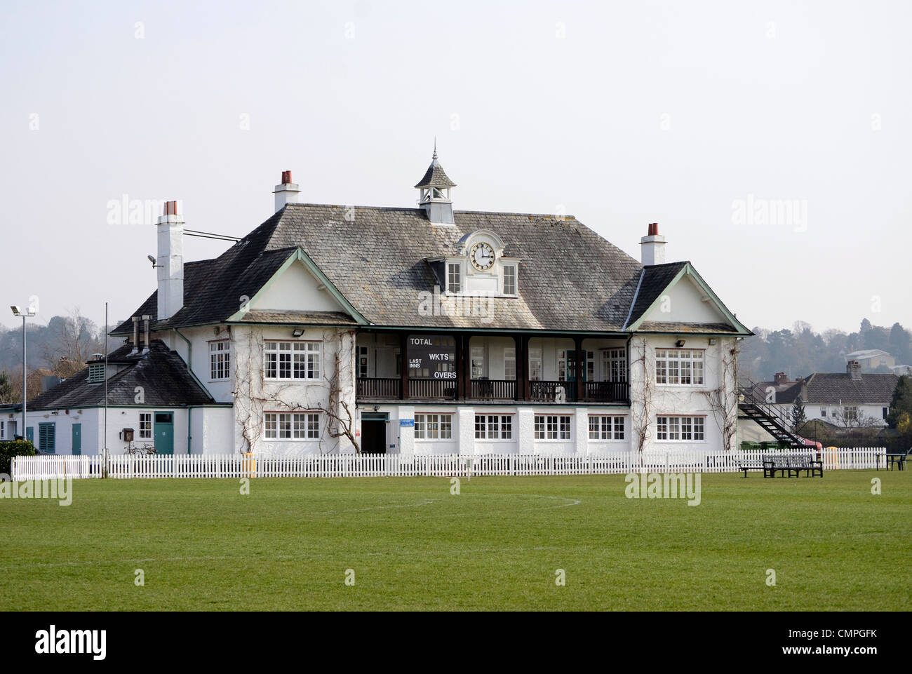 The cricket pavilion at the university of bristols sports ground, coombe dingle, bristol, uk Stock Photo