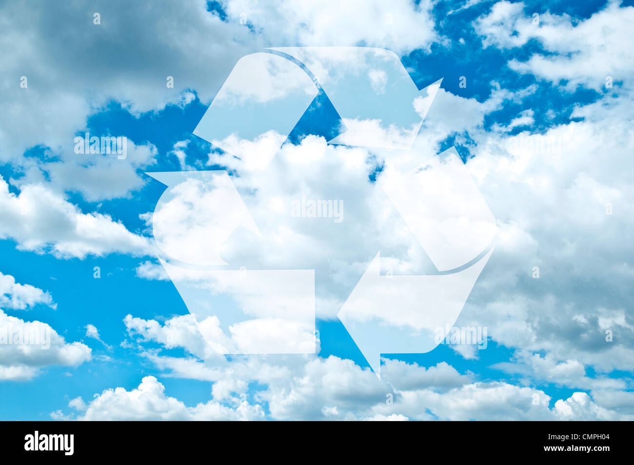Recycle sign against blue sky with clouds Stock Photo Alamy