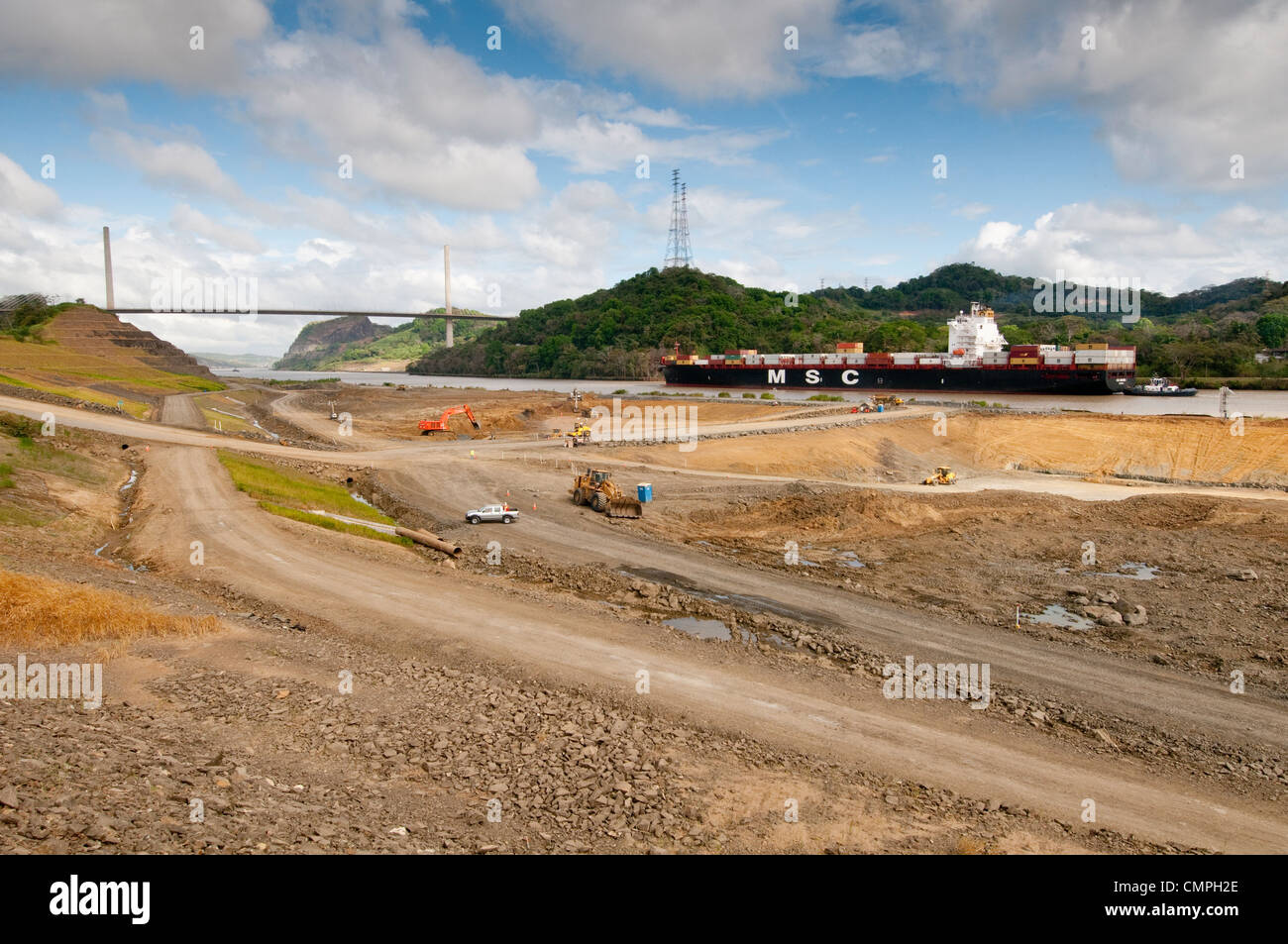 Excavation works of Panama Canal expansion project Stock Photo