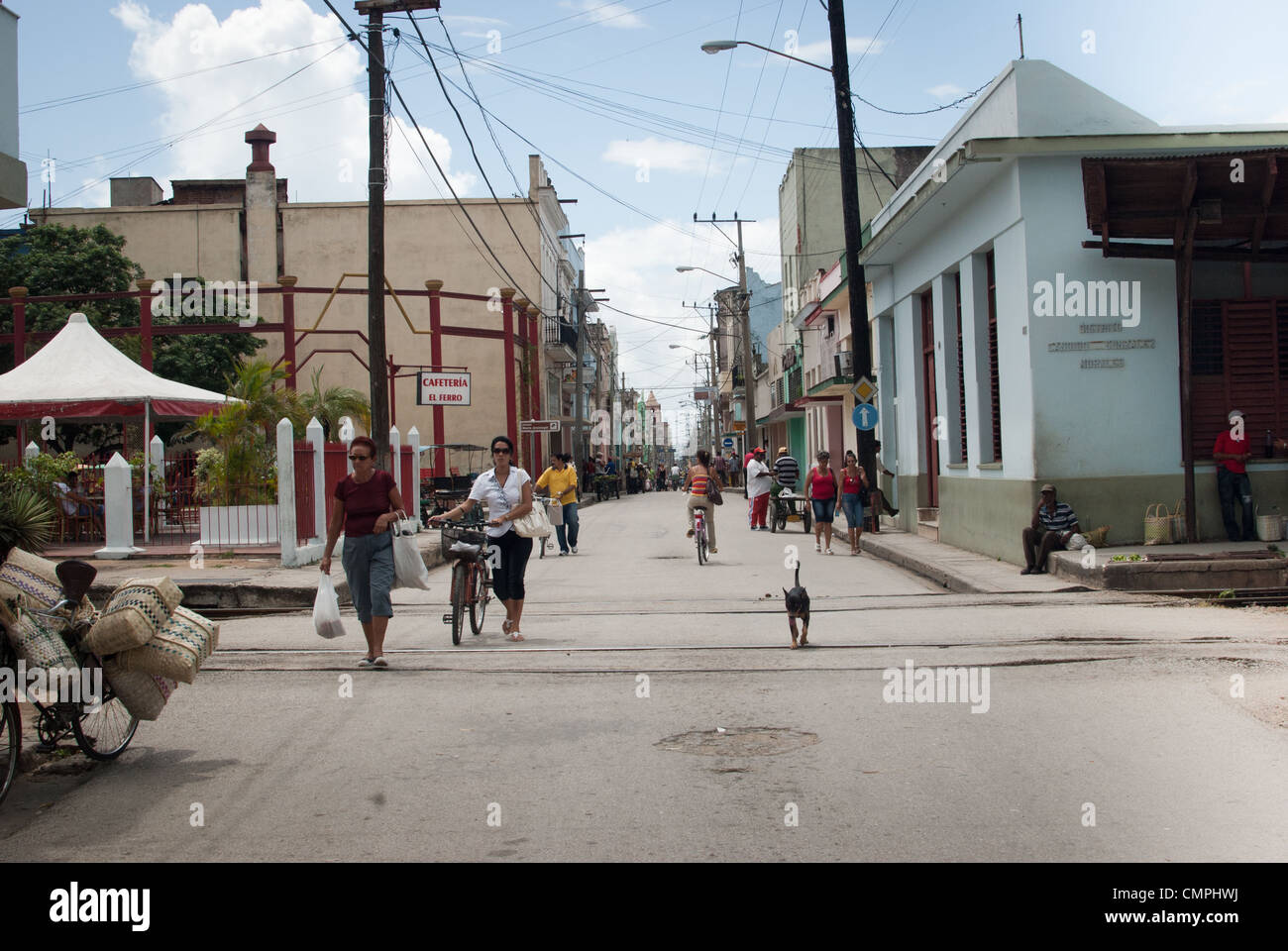 Street Scene Calle Republic Camaguey Cuba Stock Photo