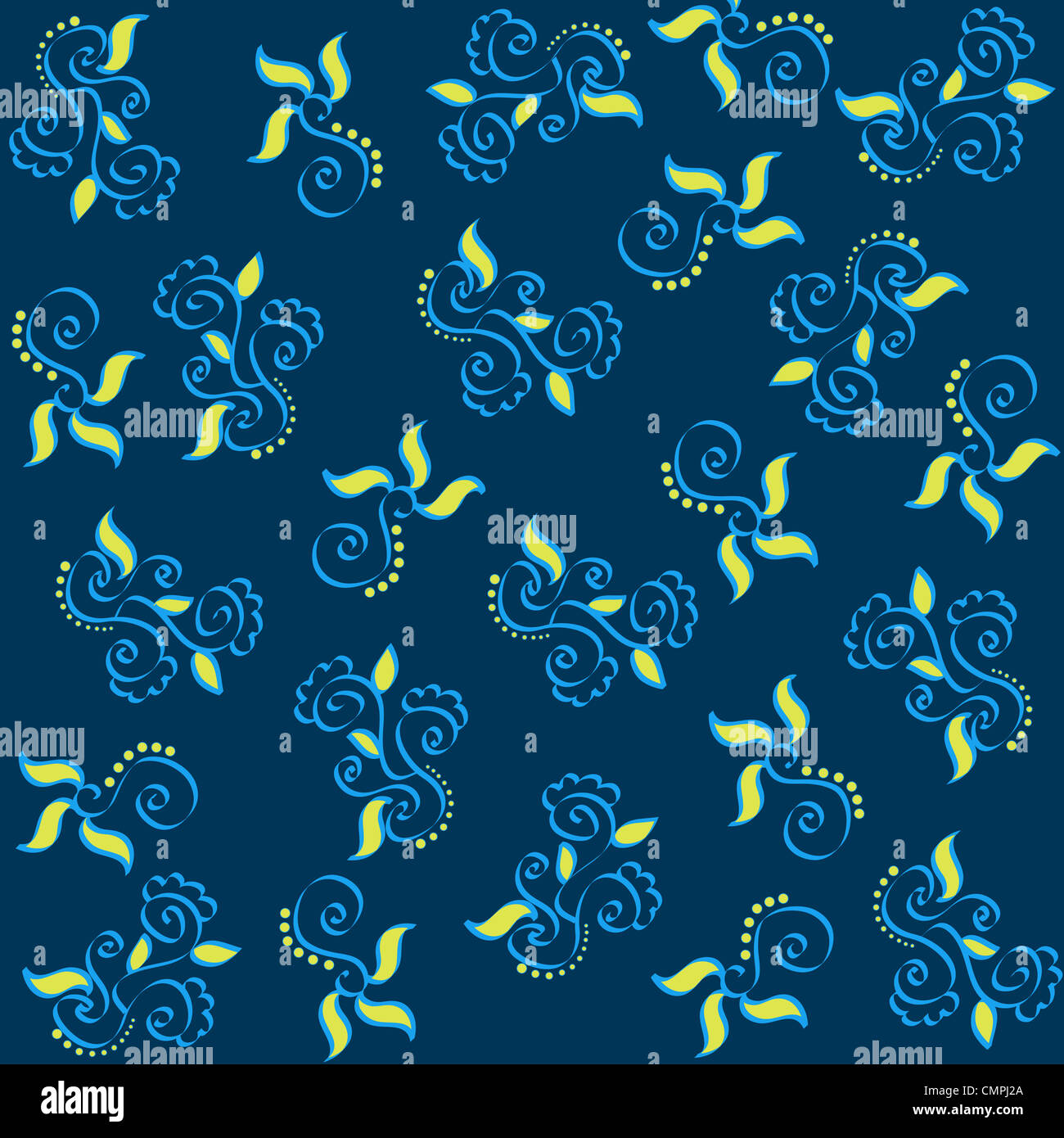 Artistic paisley pattern on blue background Stock Photo