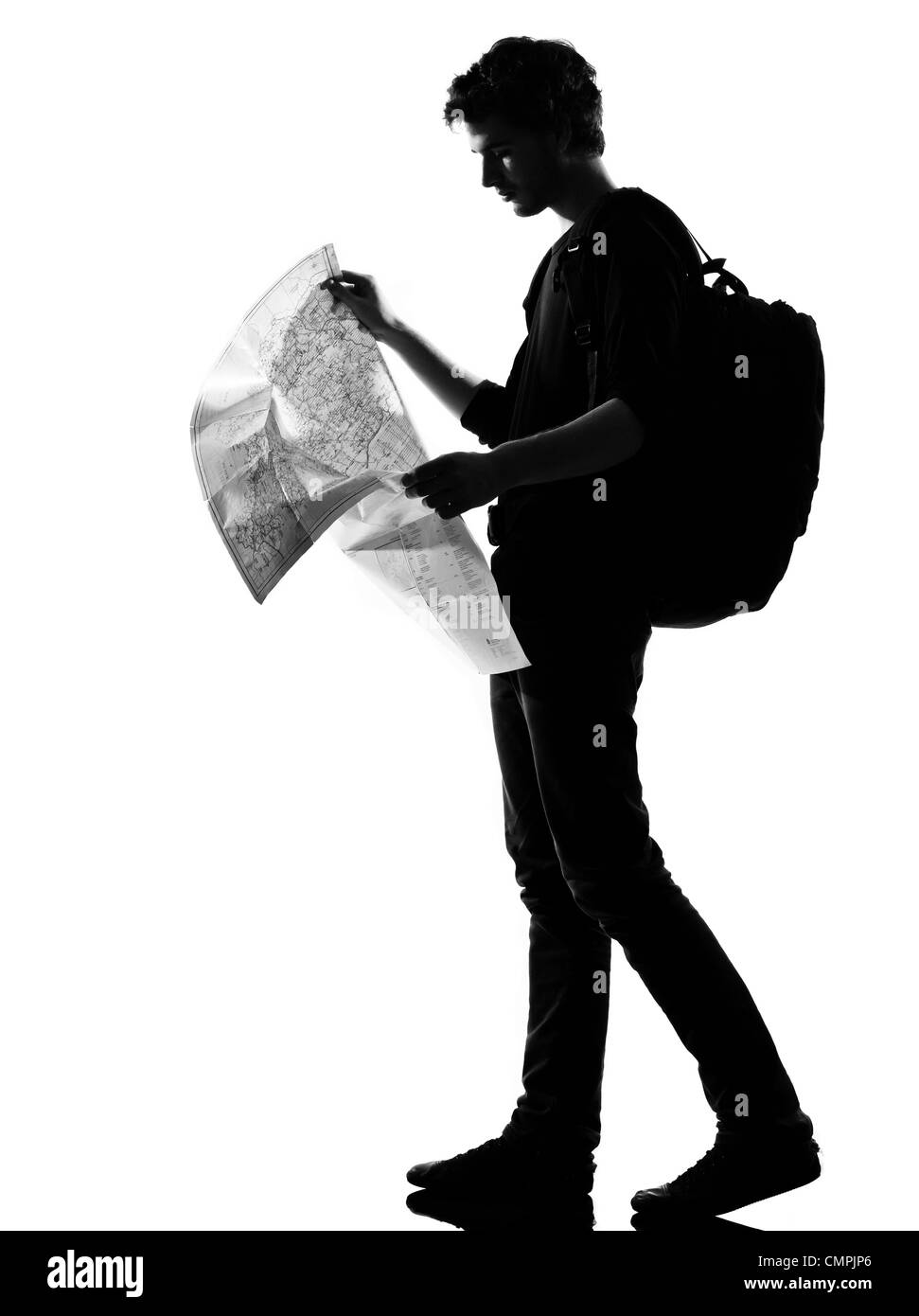 young man silhouette in studio isolated on white background Stock Photo ...