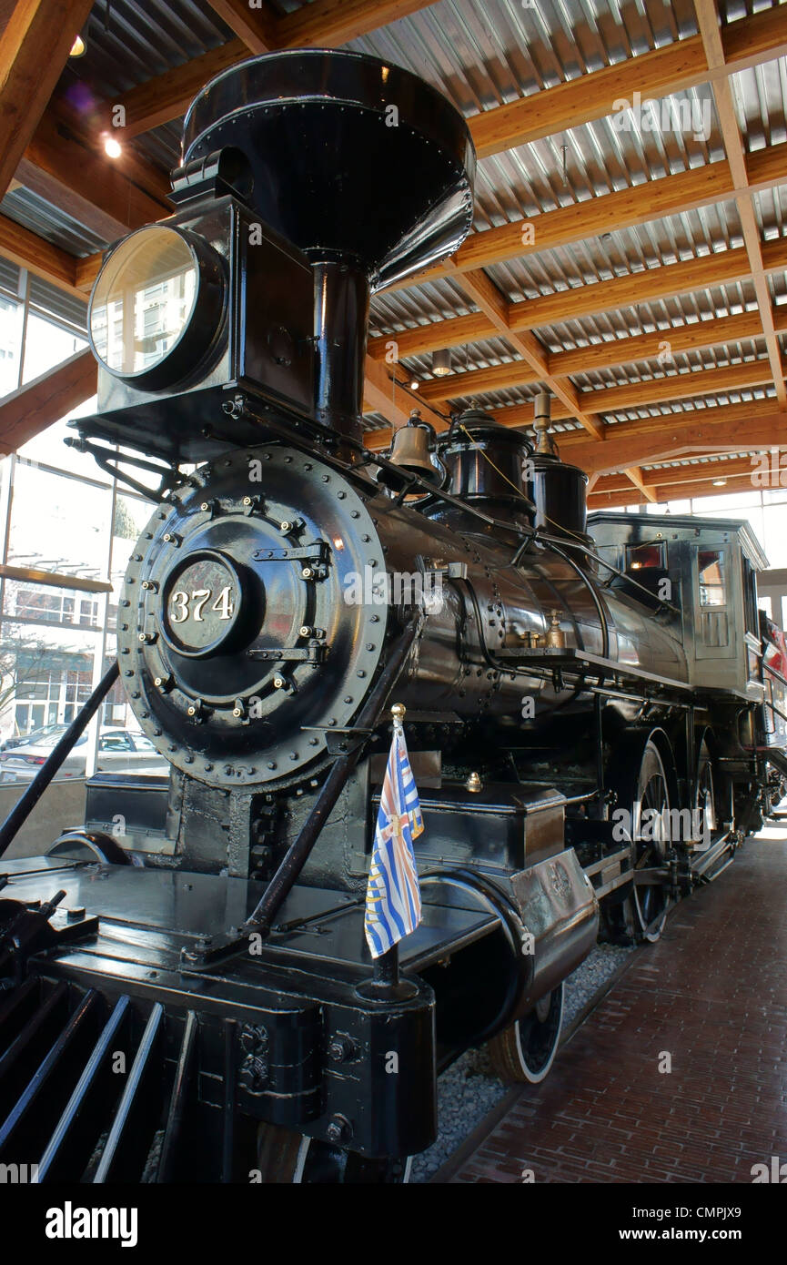 Restored CPR Engine 374 at the Roundhouse in Yaletown, Vancouver