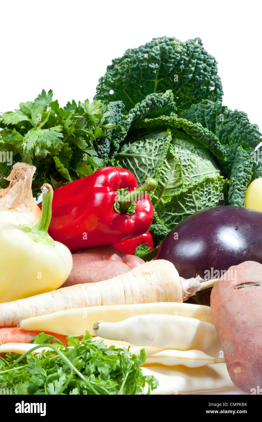 Fresh vegetables isolated on white background Stock Photo - Alamy