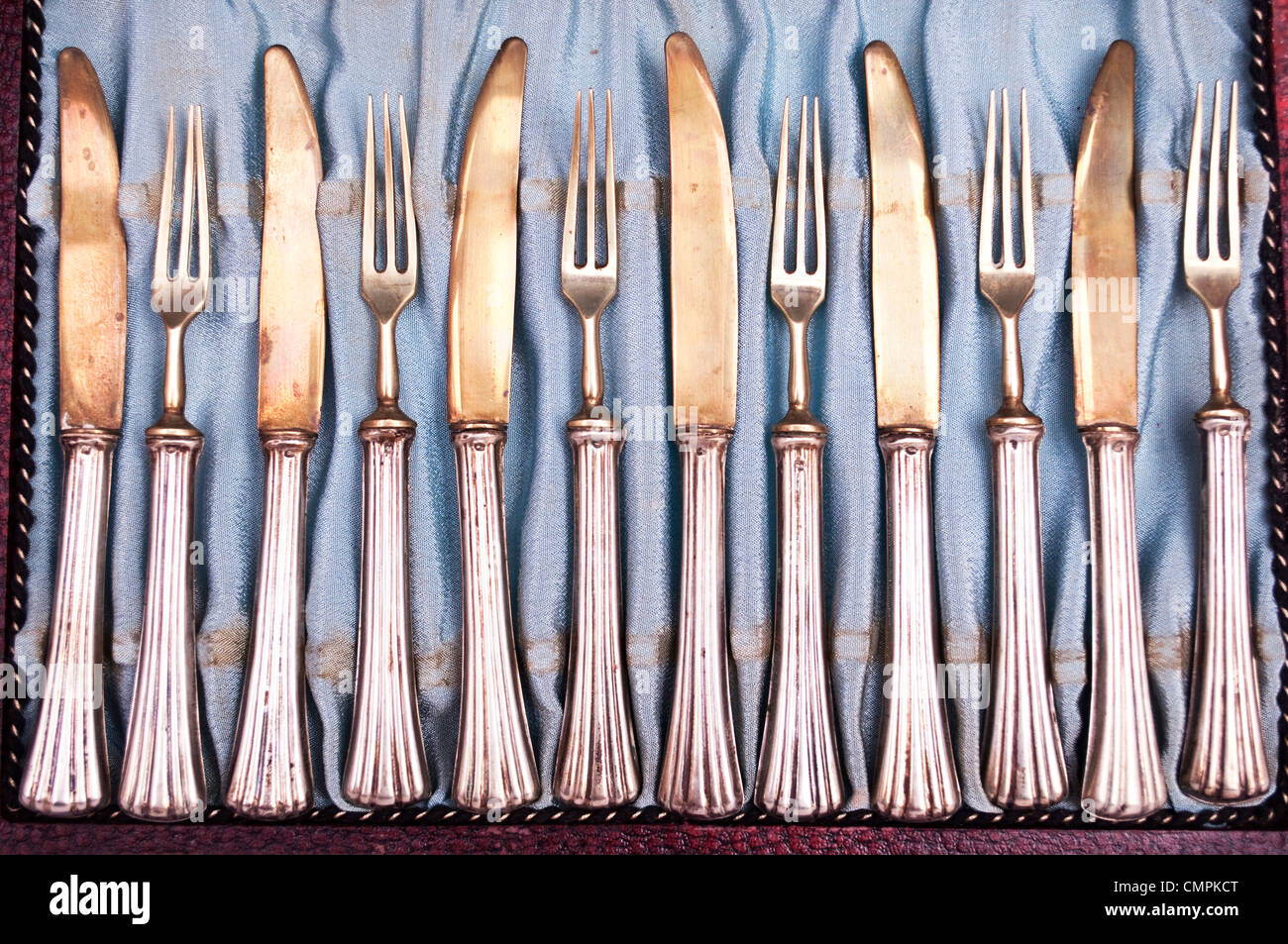 Set of antique kitchen silverware Stock Photo Alamy