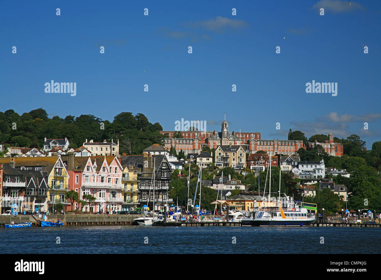 The Britannia Naval College overlooking the River Dart at Dartmouth, Devon, England, UK Stock Photo