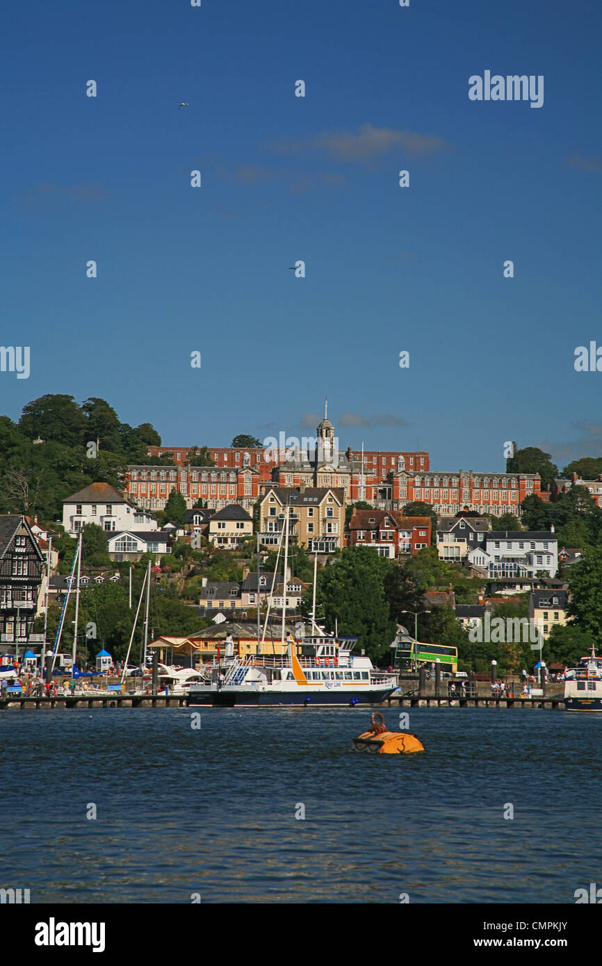 The Britannia Naval College overlooking the River Dart at Dartmouth, Devon, England, UK Stock Photo