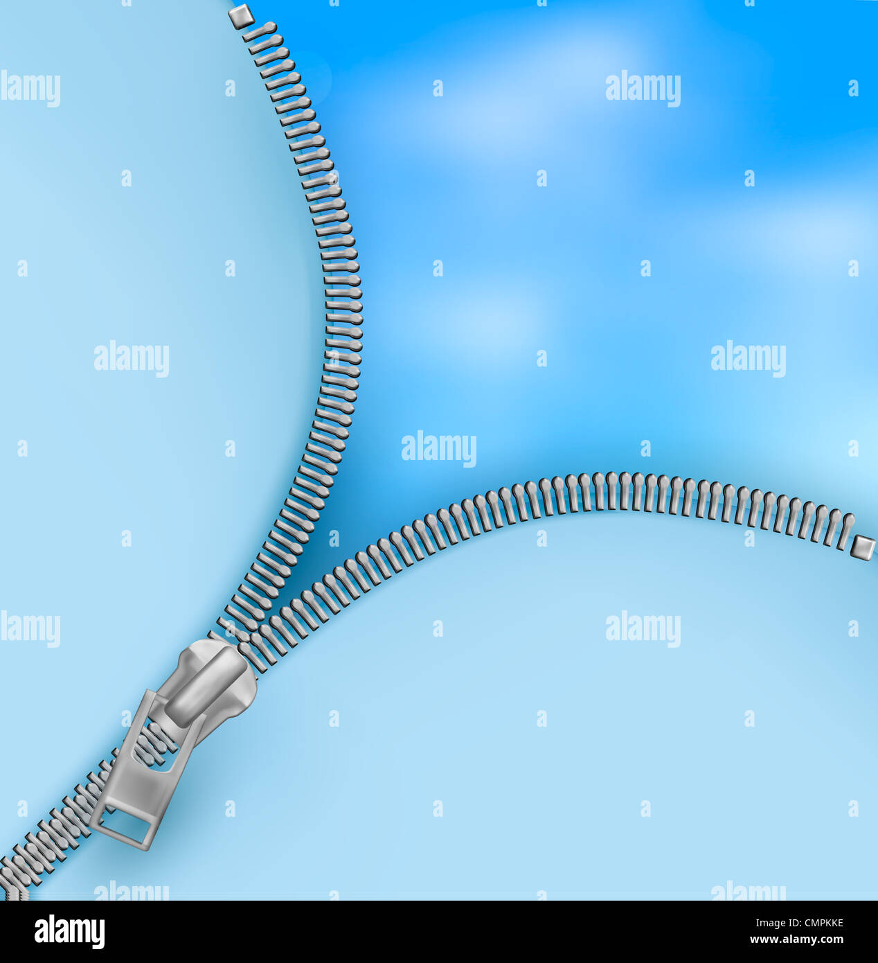 Abstract background with zipper and cloudy sky Stock Photo