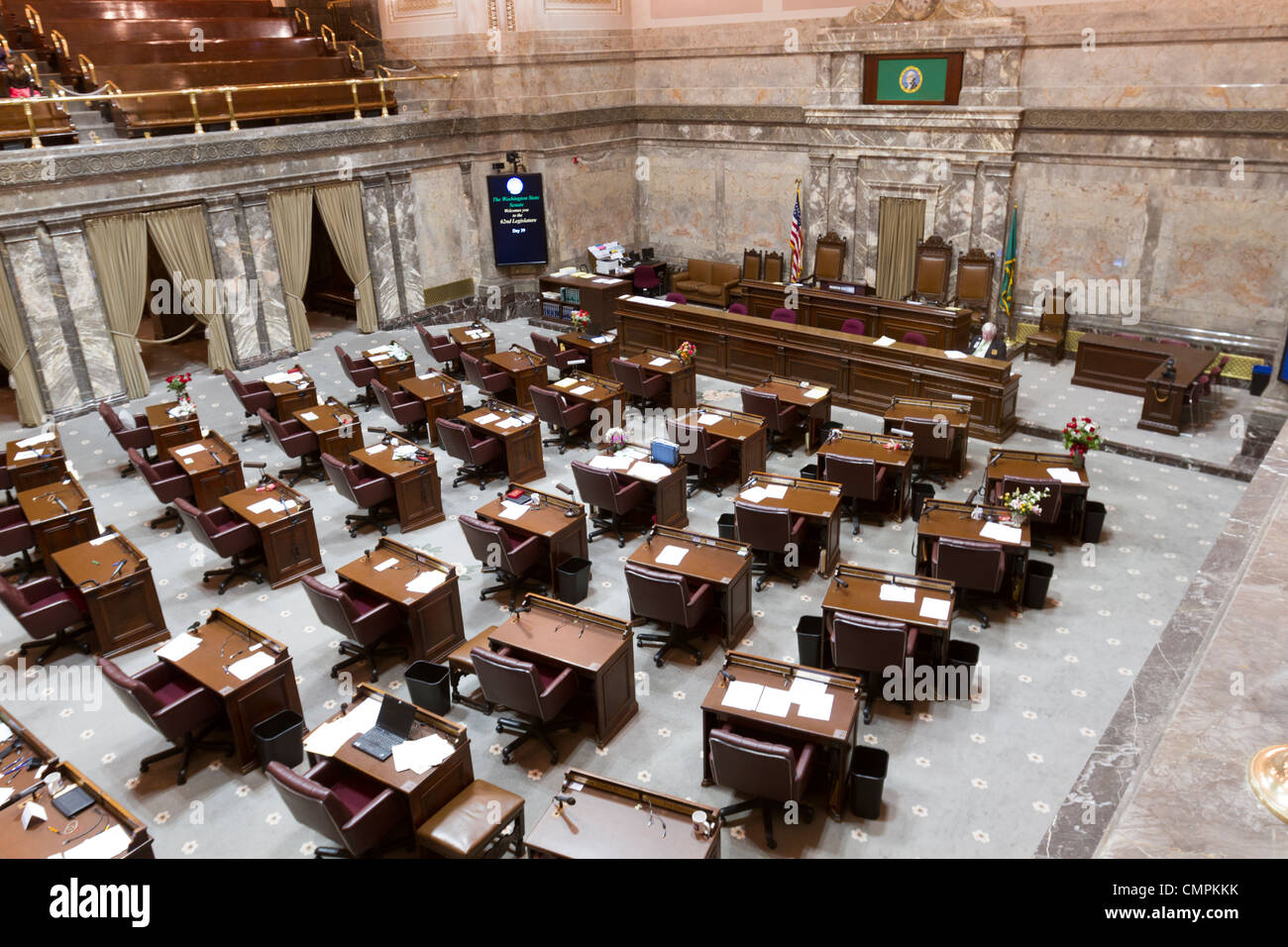 Senate Chamber in the Washington State Capitol building in Olympia Stock Photo