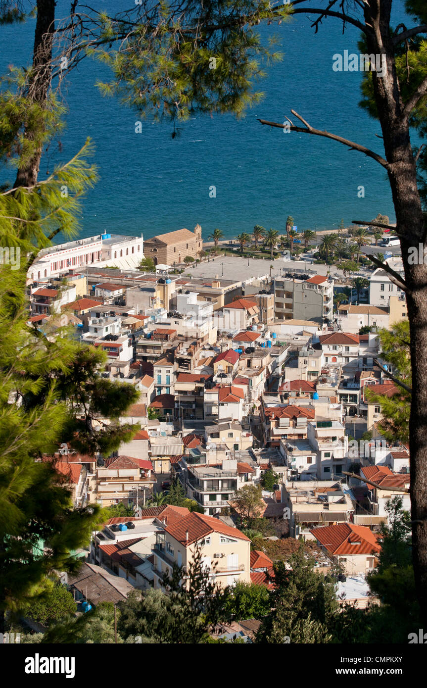 View of the Zante town from Mpochali hill Stock Photo