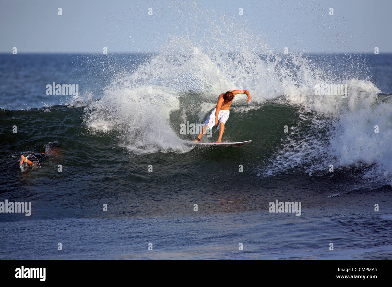 American pro surfer Dane Reynolds surfing at Las Flores in El Salvador. Stock Photo