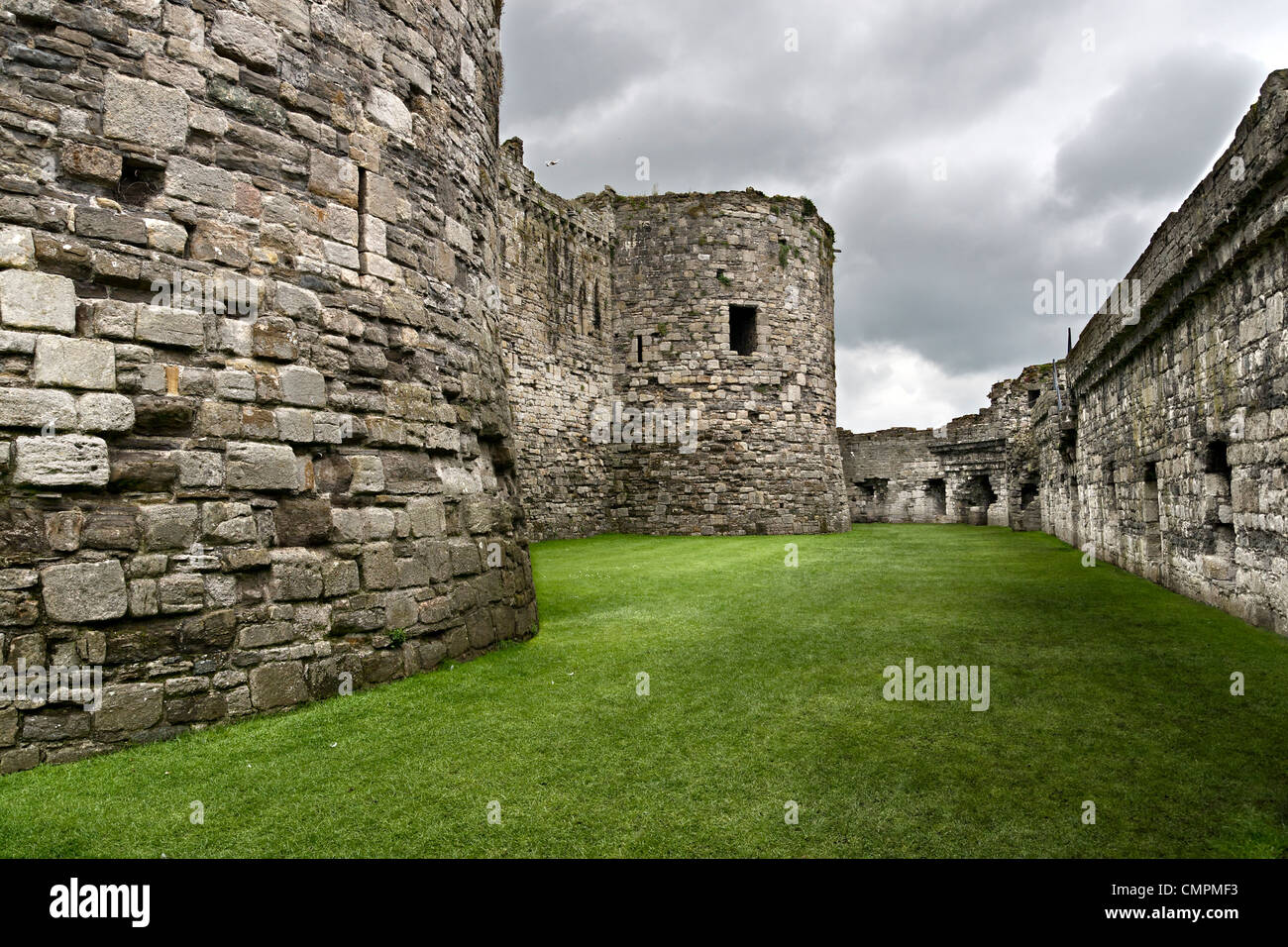 Beaumaris Castle walls on the Isle of Anglesey in North Wales Stock