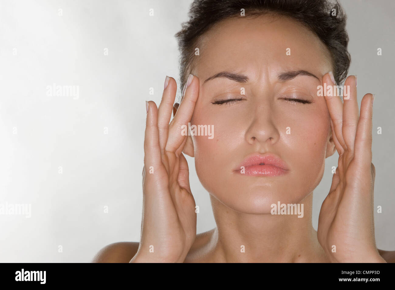 Woman with headache Stock Photo Alamy