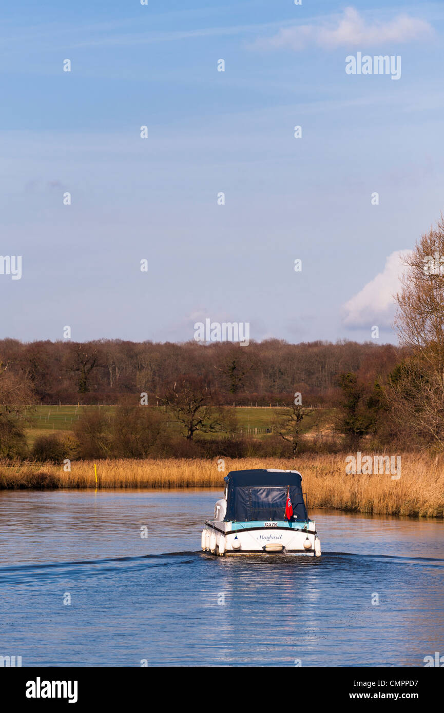 A Boat on the river Waveney in Beccles , Suffolk , England , Britain