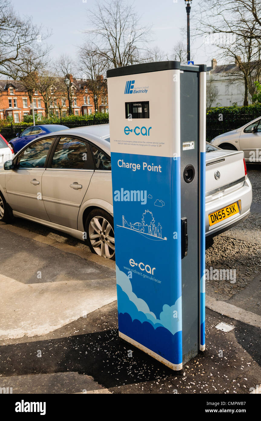 Electric car charging station on a street in Belfast Stock Photo Alamy