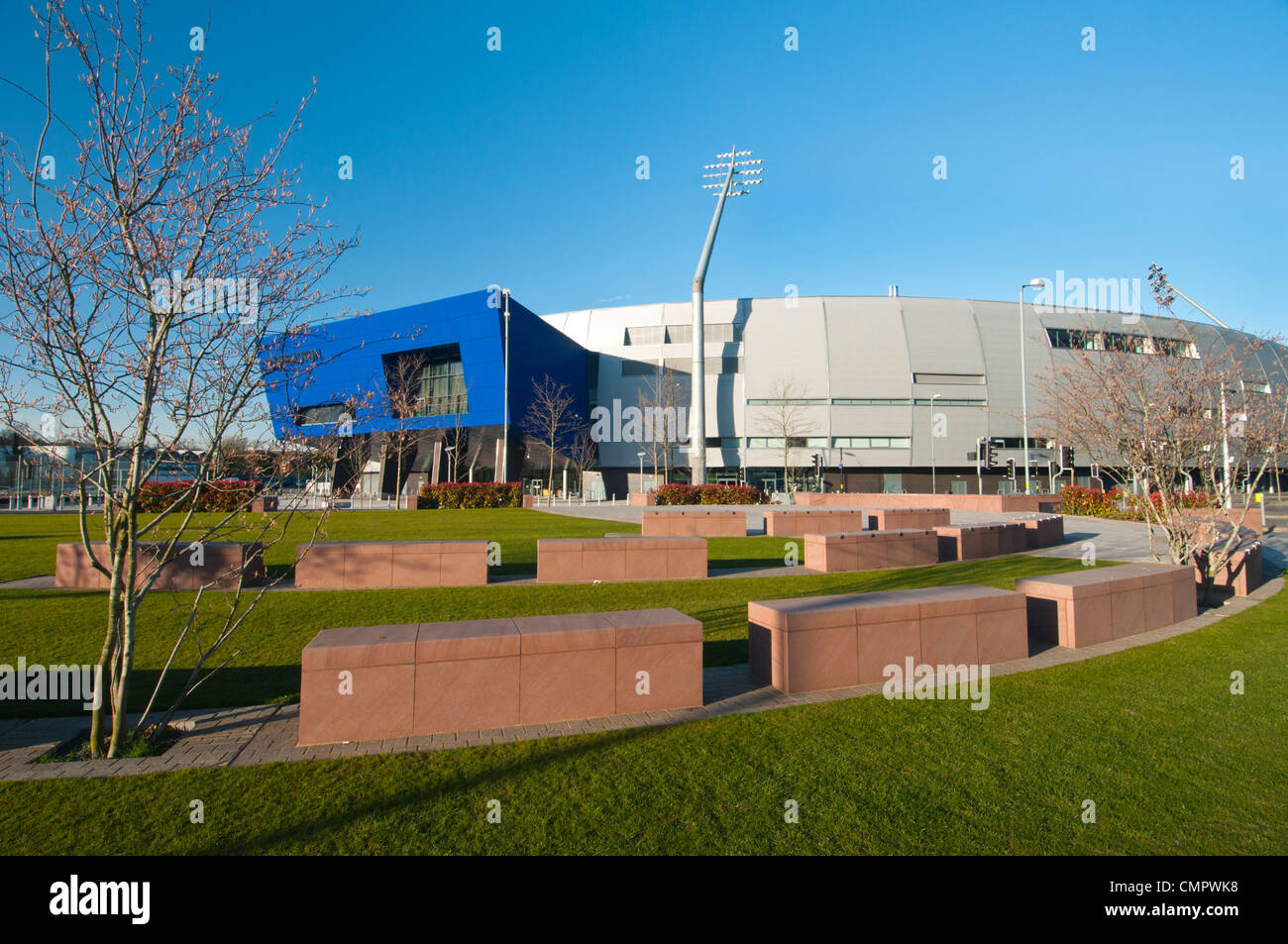 A wide angle image of the famous new Edgebaston cricket grounds in Birmingham. Stock Photo