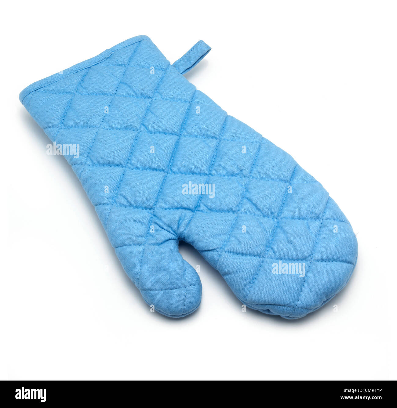 One aerial Blue oven mitt Stock Photo