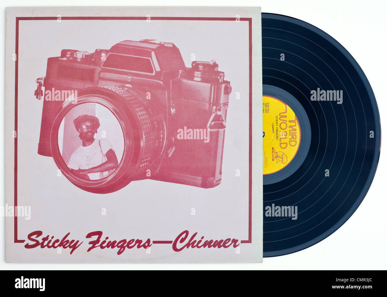 Jamaican dub reggae musician CHINNER aka Earl Smith, Sticky Fingers vinyl album cover released 1977 on Third World record label Stock Photo