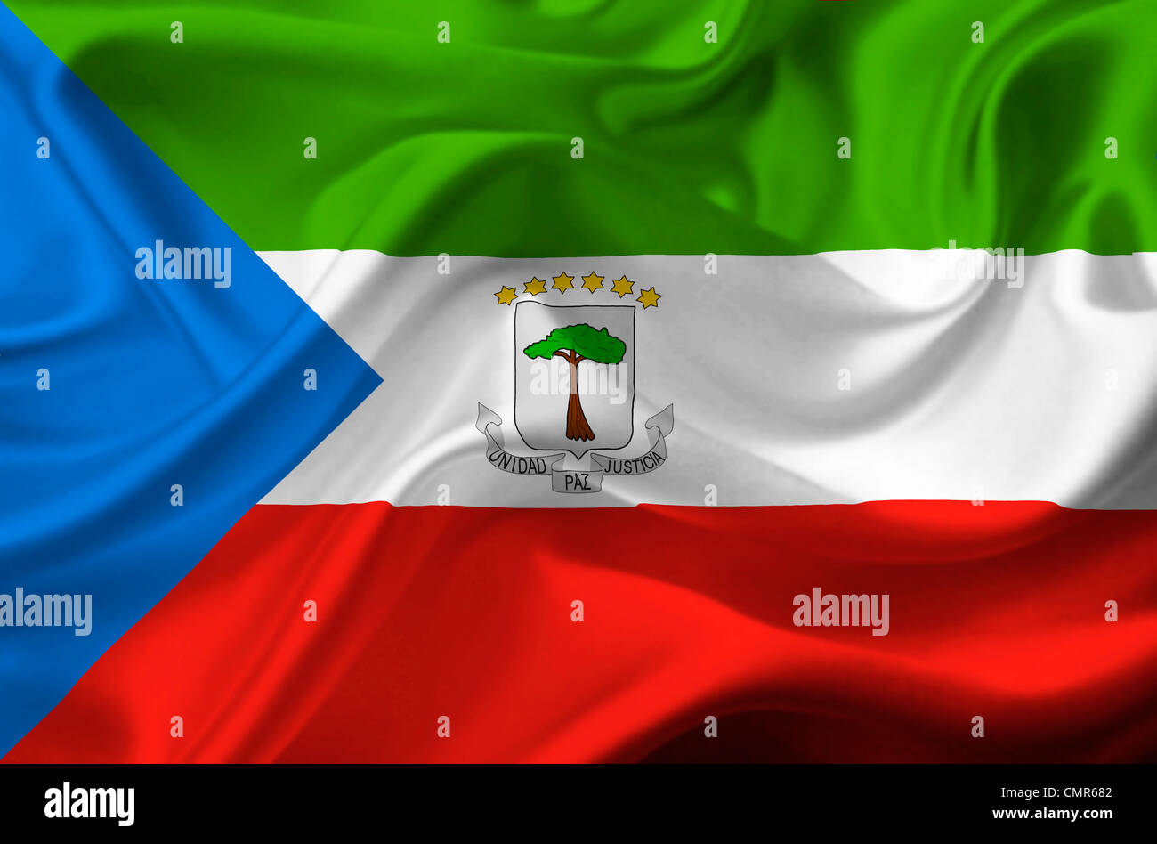 Equatorial Guinea waving flag Stock Photo