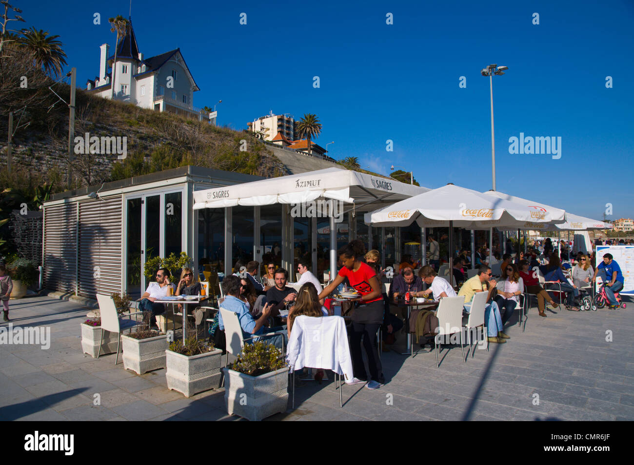 Cafe restaurant along promenade from Estoril to Cascais coastal resorts
