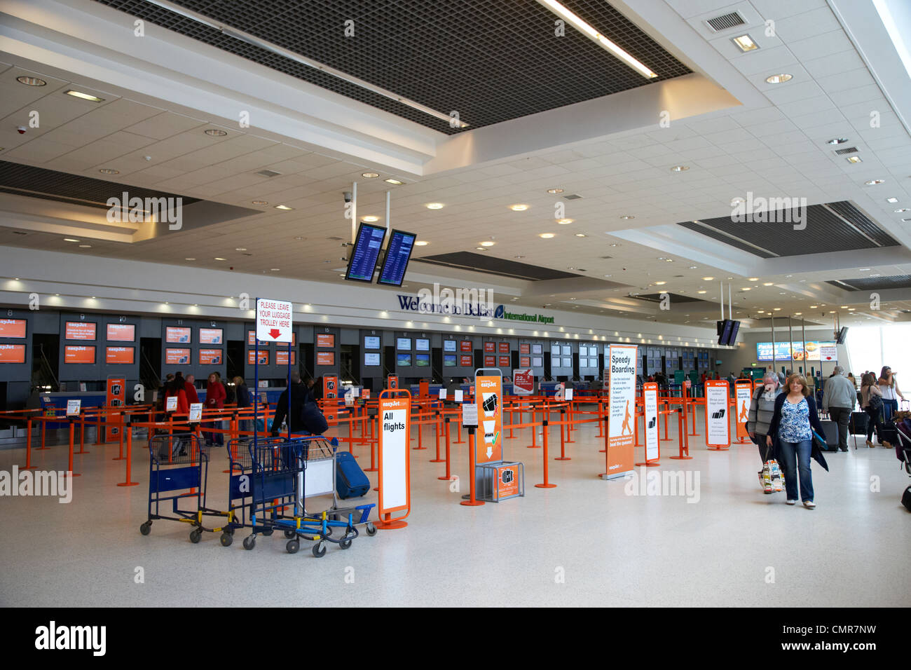 interior checkin hall of belfast international airport northern ireland uk. Stock Photo