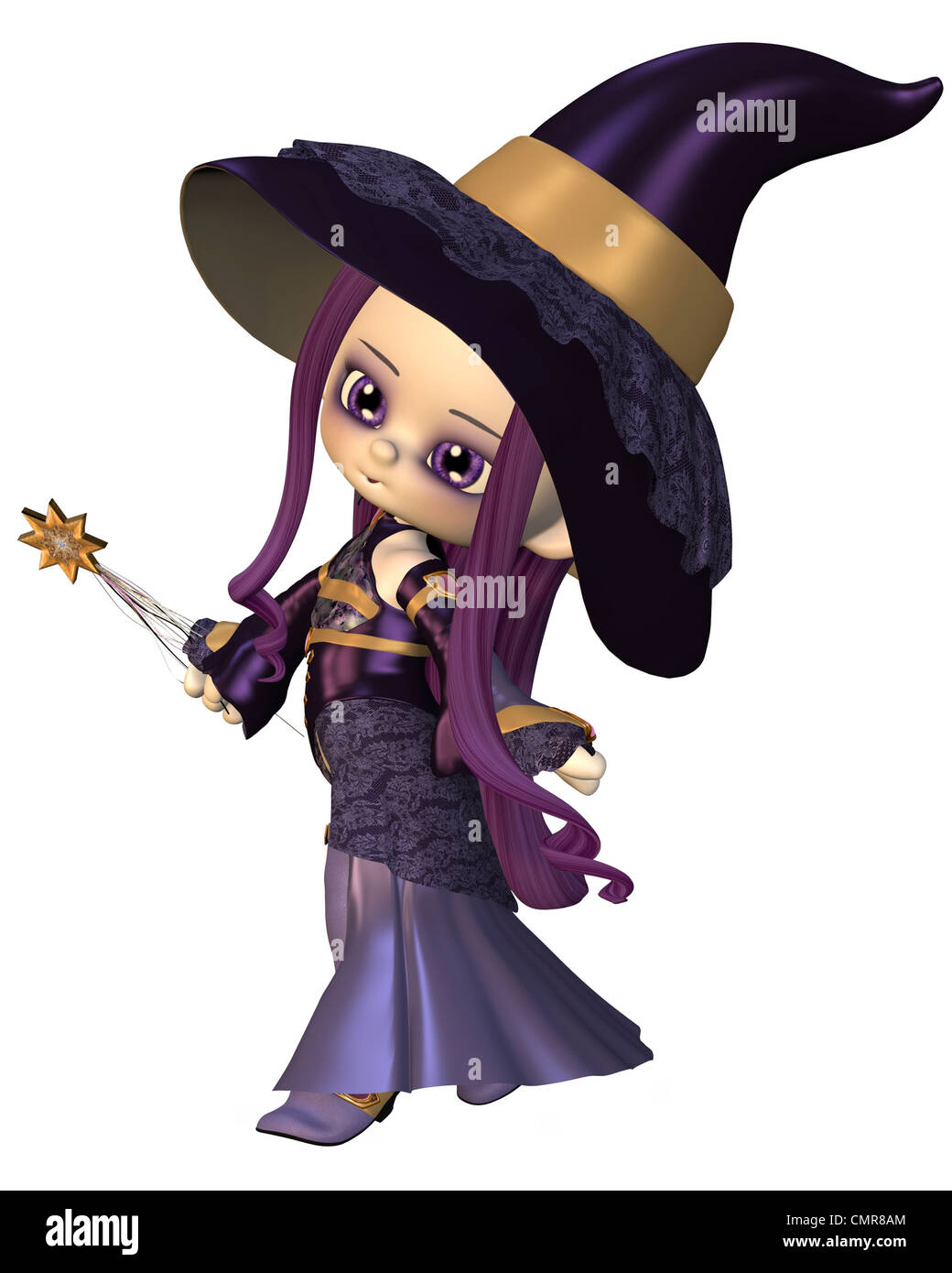 Cute Toon Female Wizard Stock Photo