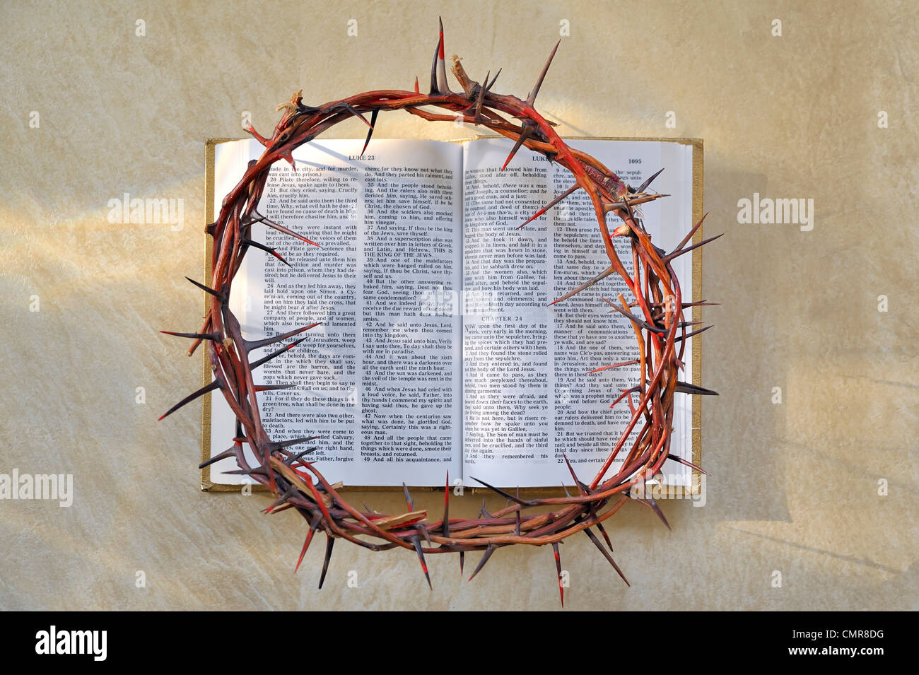 Crown of thorns and bible Stock Photo Alamy