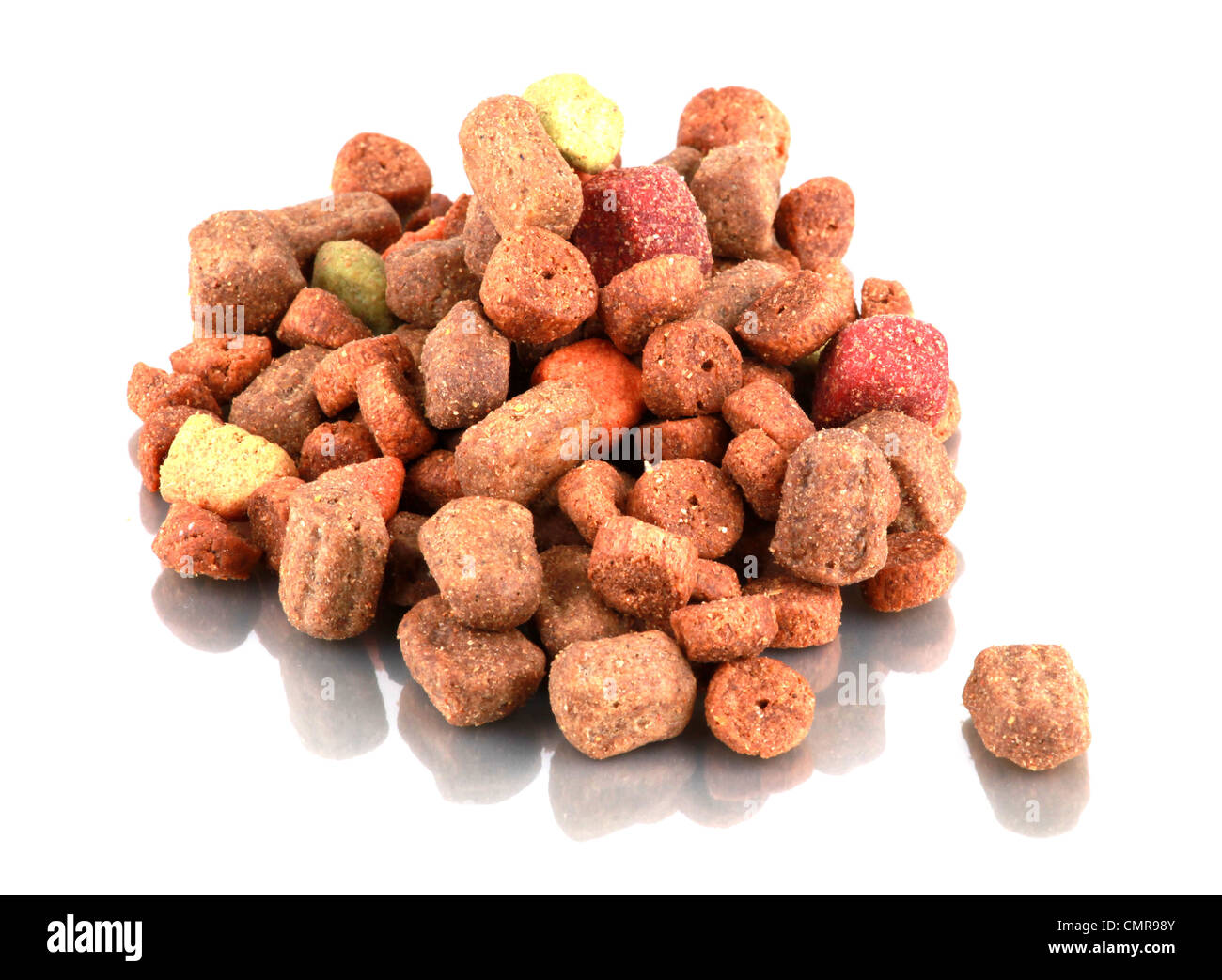 Dog food on white background. Stock Photo