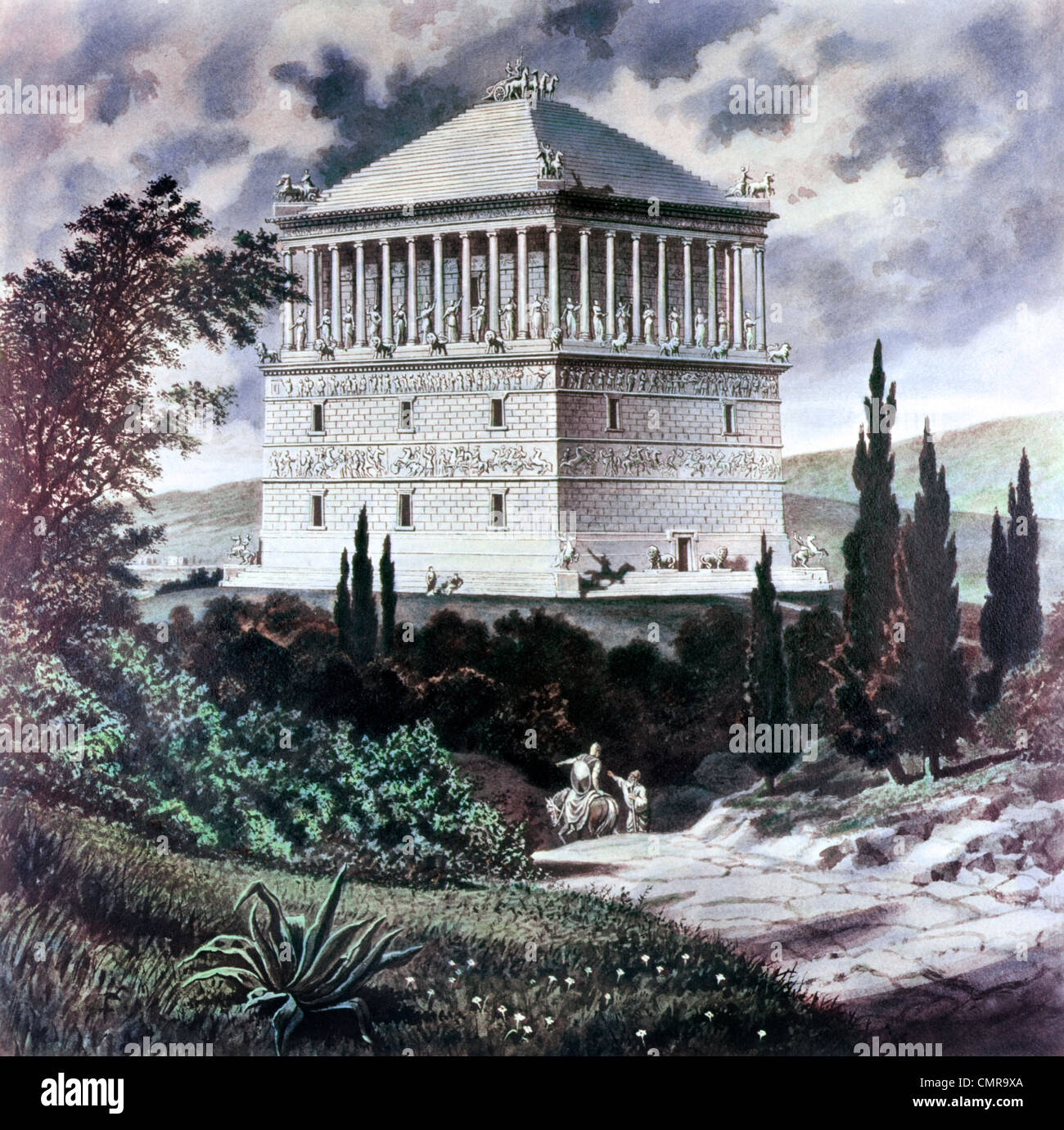 ILLUSTRATION SEVEN WONDERS OF THE ANCIENT WORLD 351 BC TOMB OF MAUSOLUS TURKEY Stock Photo - Alamy